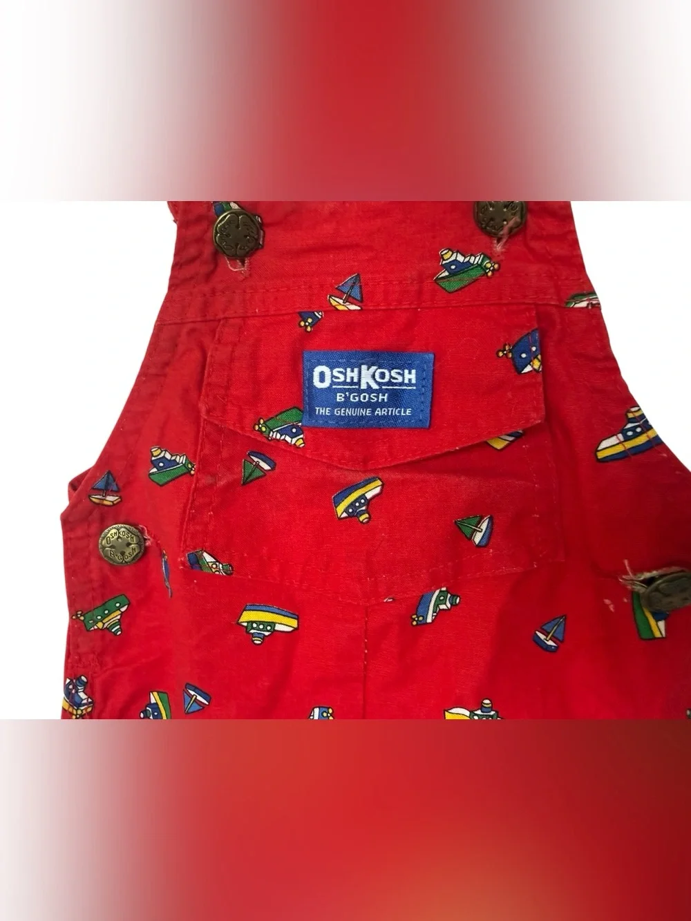 Vintage Oshkosh Vestbak Red Boat Overalls One Piece 6/9 Months
